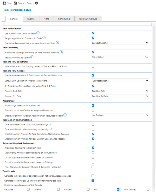 Task Preferences